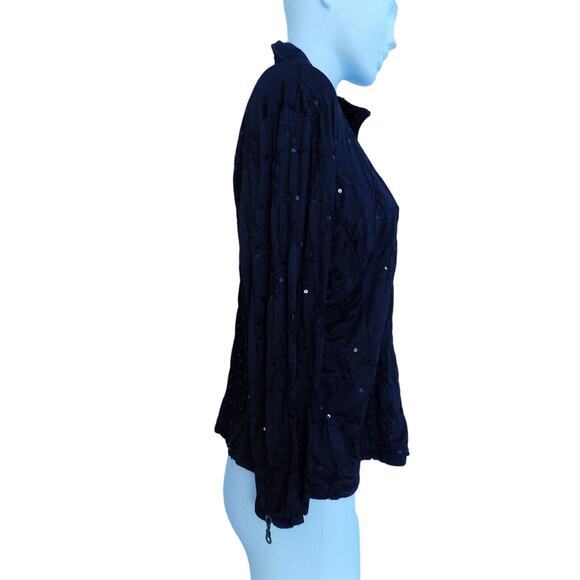 Berek black knit top stretch sequins size Large - Picture 6 of 8